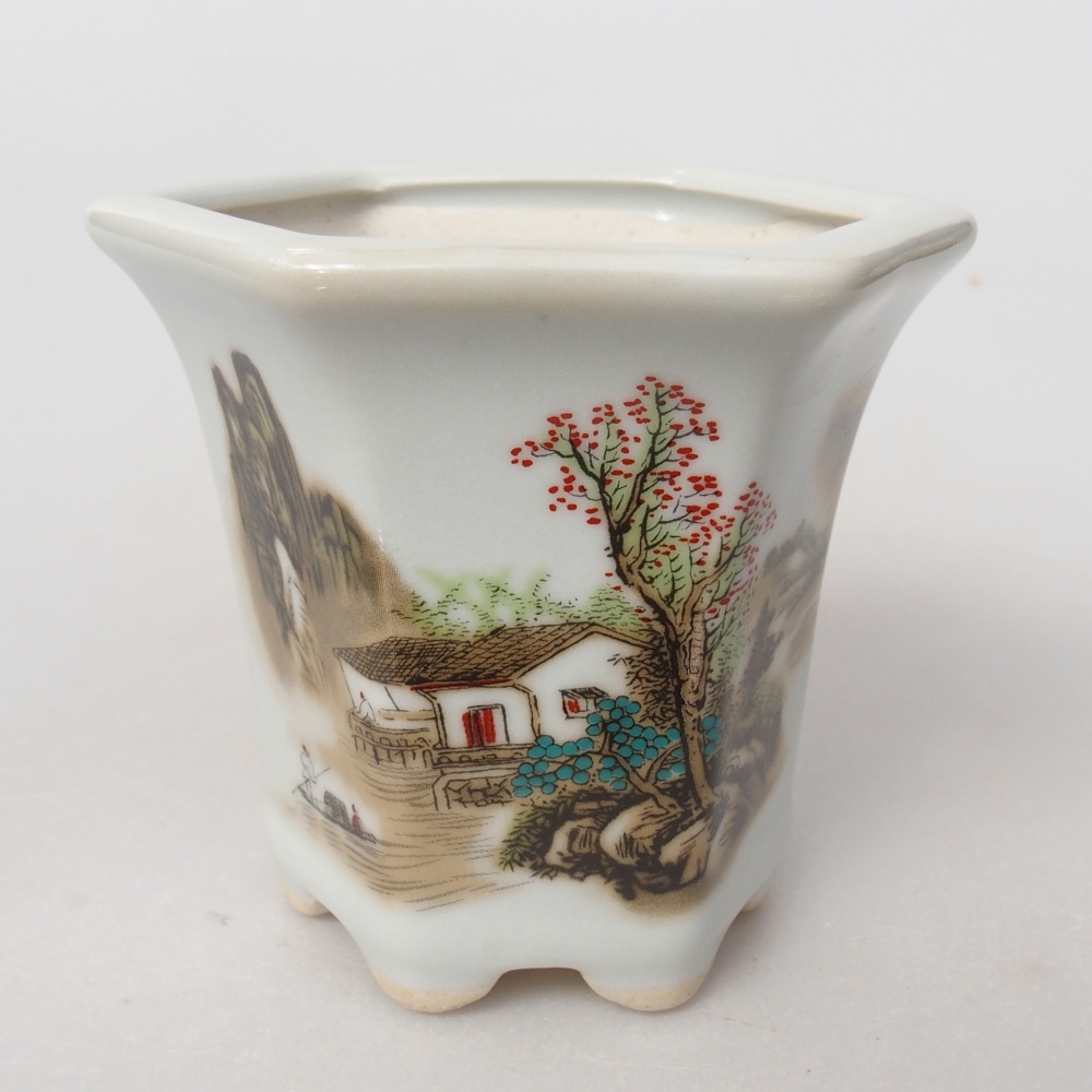 Keramická miska na bonsaje 10 x 9 x 9 cm, farba biela