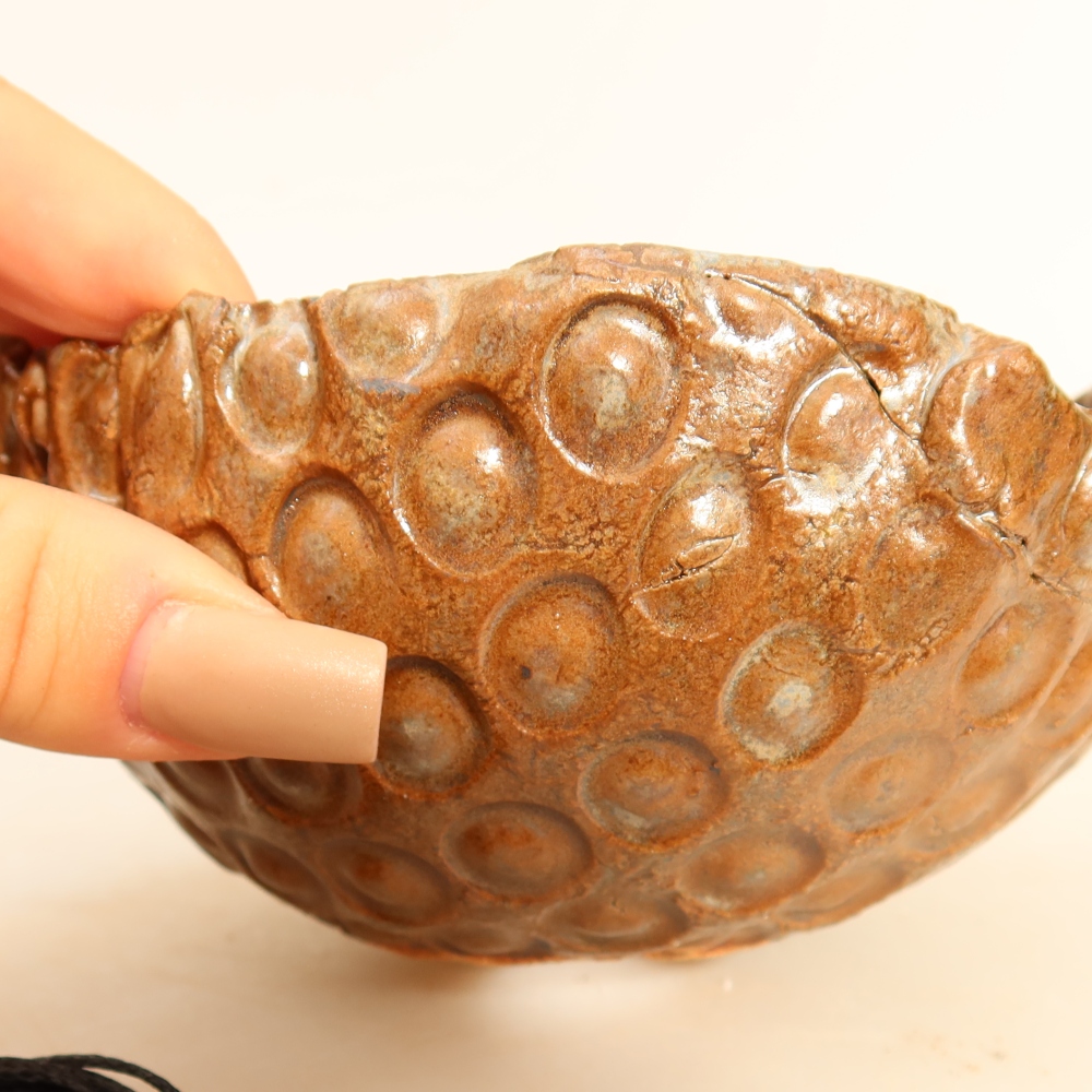 Keramická škrupina na kokedamu 12,5 x 11,5 x 6 cm, farba hnedá