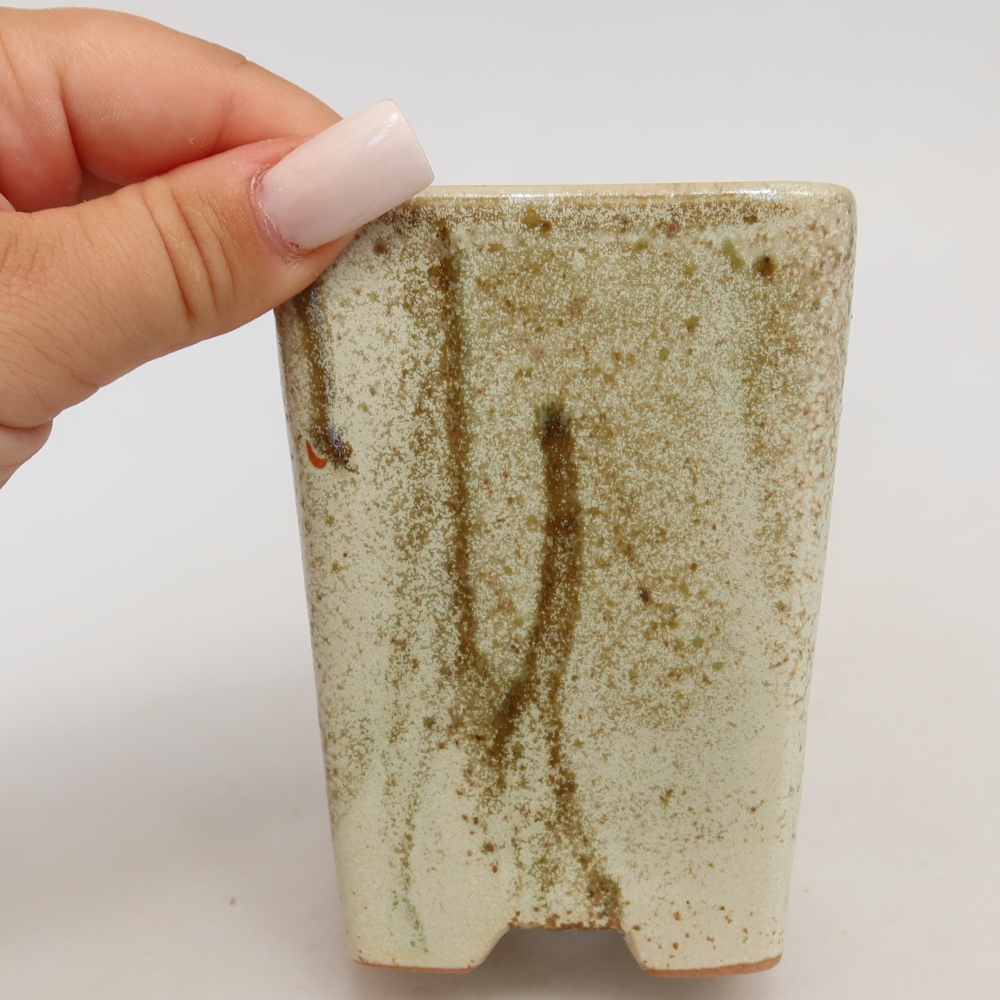 Keramická miska na bonsaje 7,5 x 7,5 x 11 cm, farba béžová