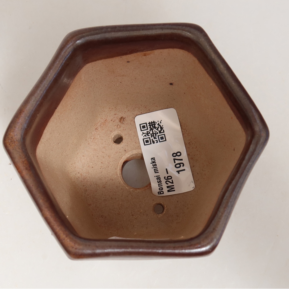 Keramická miska na bonsaje 9 x 8,5 x 8 cm, farba hnedá