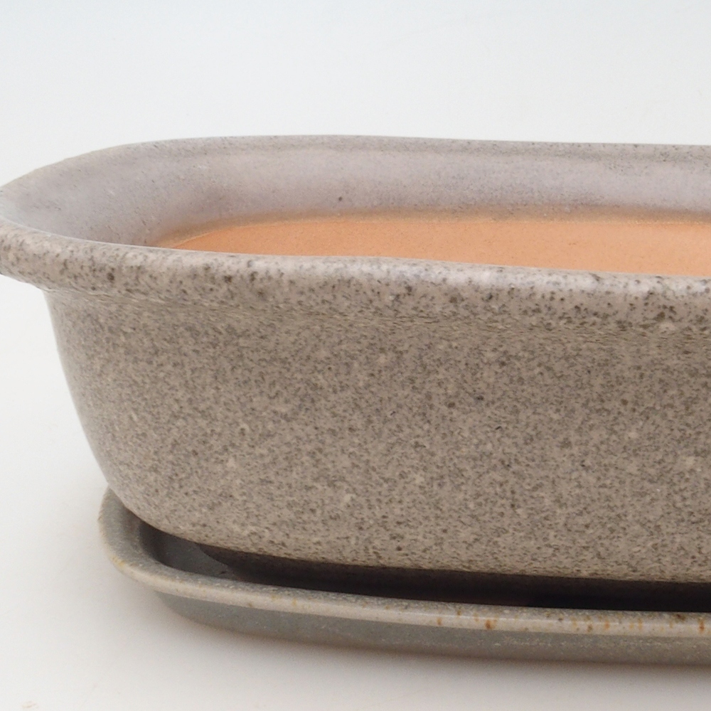 Bonsai miska + podmiska H09 - 30 x 23 x 7,5 cm. - béžová