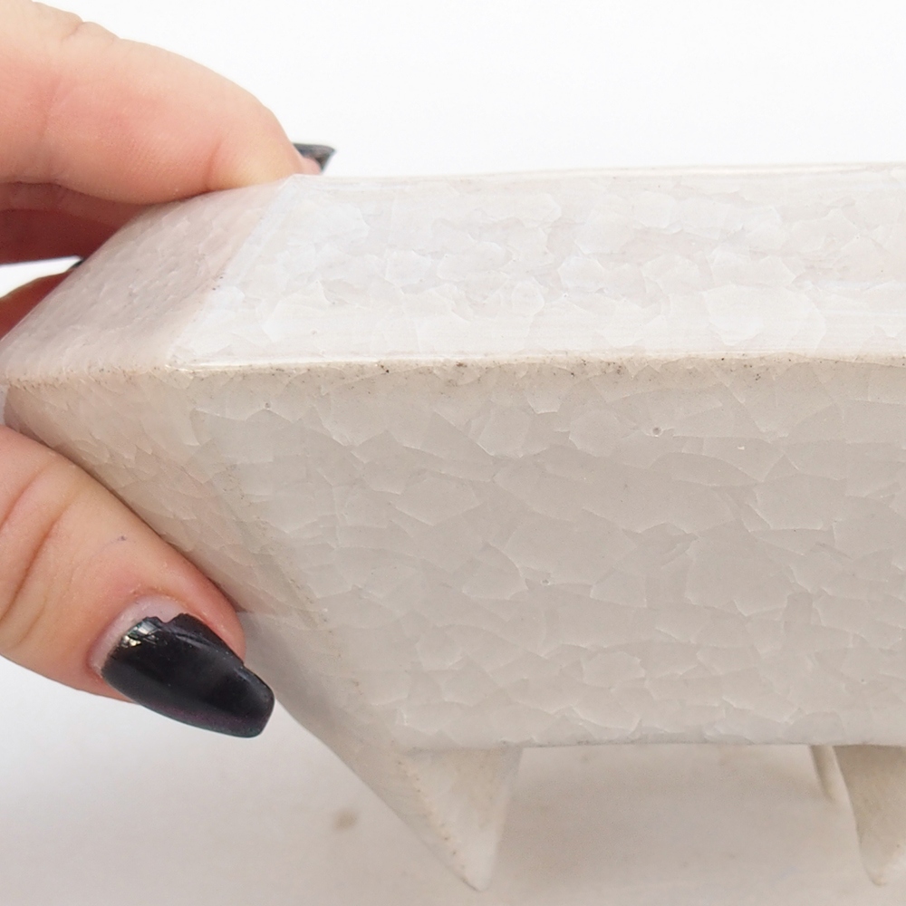 Keramická miska na bonsaje 13,5 x 13,5 x 7,5 cm, farba béžová