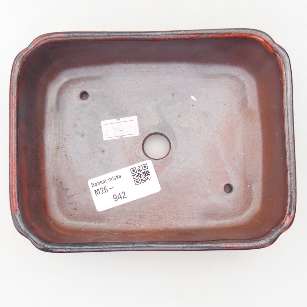 Keramická bonsajová miska 15 x 12 x 4,5 cm, farba červená