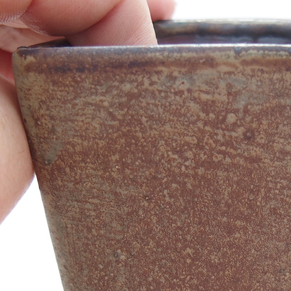 Keramická bonsajová miska 7 x 7 x 9,5 cm, farba modro-hnedá