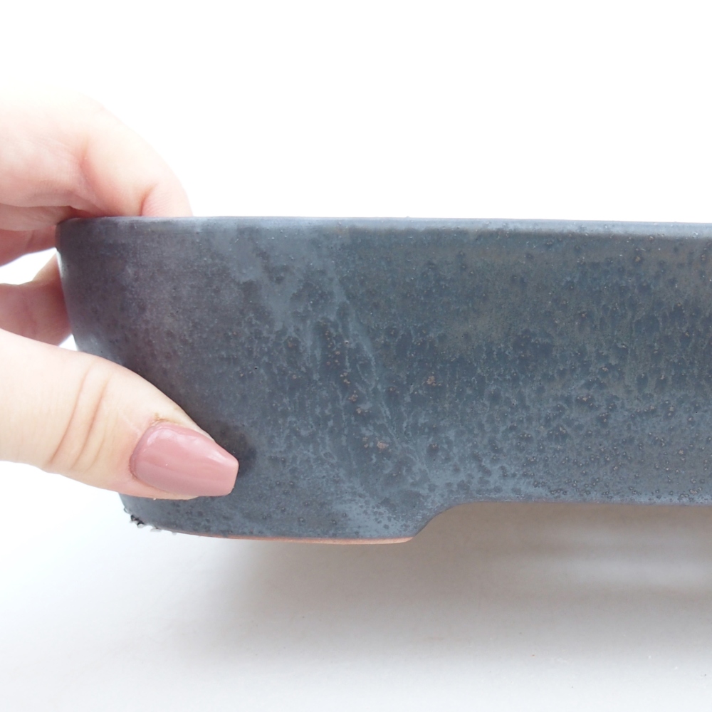 Keramická bonsajová miska 23 x 18 x 5,5 cm, farba kovu