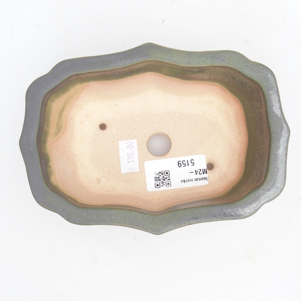 Keramická bonsai miska 15,5 x 11,5 x 4,5 cm, farba zelená