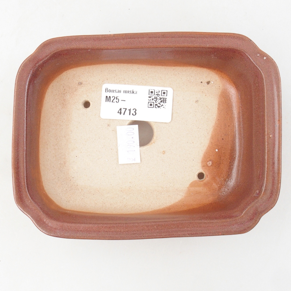 Keramická bonsai miska 14 x 11 x 4 cm, farba vínová