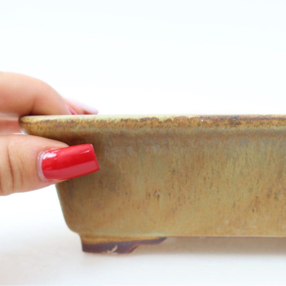 Keramická miska na bonsaje 17,5 x 14,5 x 5 cm, farba zelená