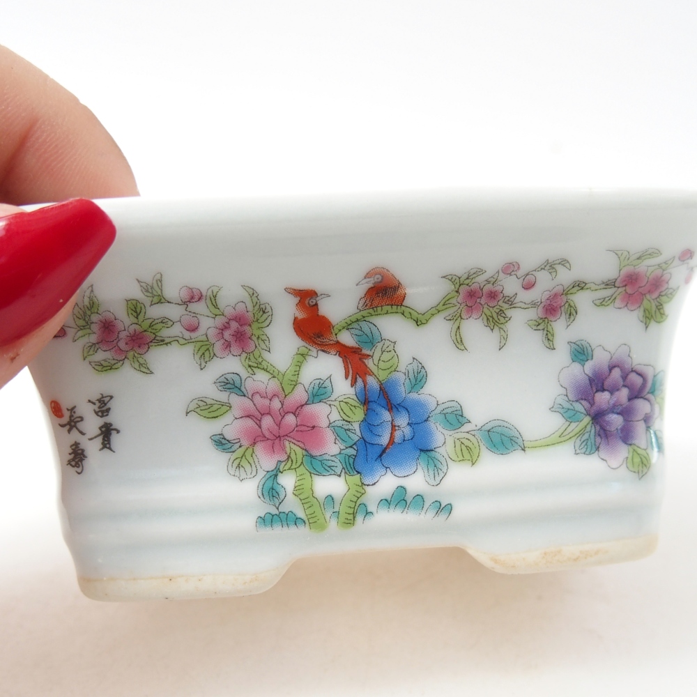 Mini bonsajová miska 10 x 7,5 x 4 cm, farba biela