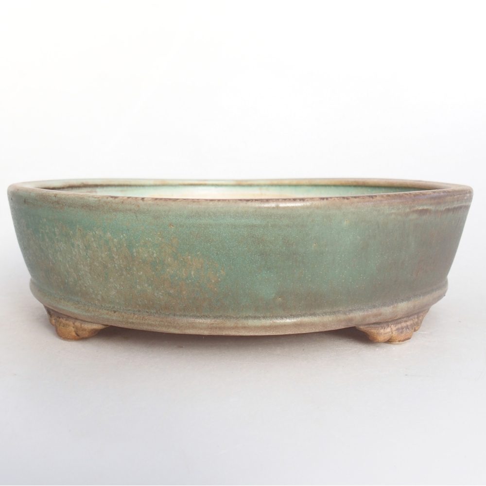 Keramická miska na bonsaje 21 x 21 x 6 cm, zelená