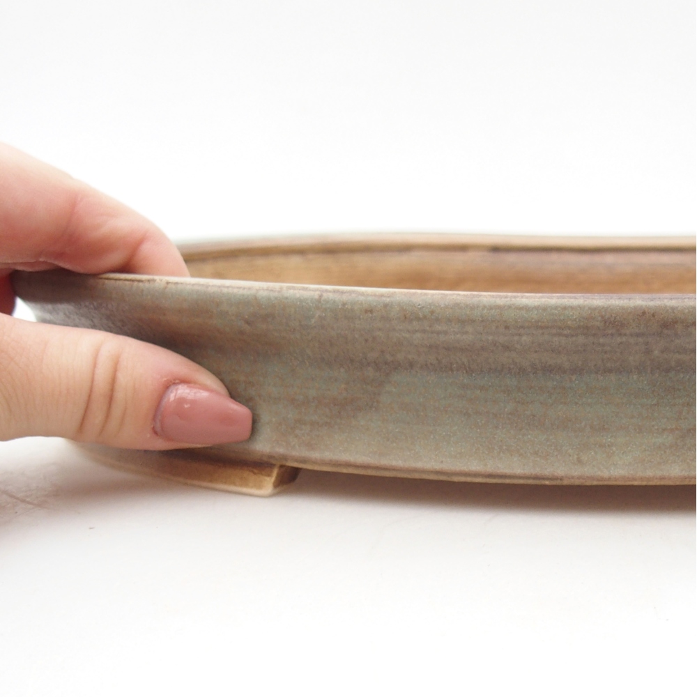 Keramická miska na bonsaje 30,5 x 27 x 4 cm, zelená