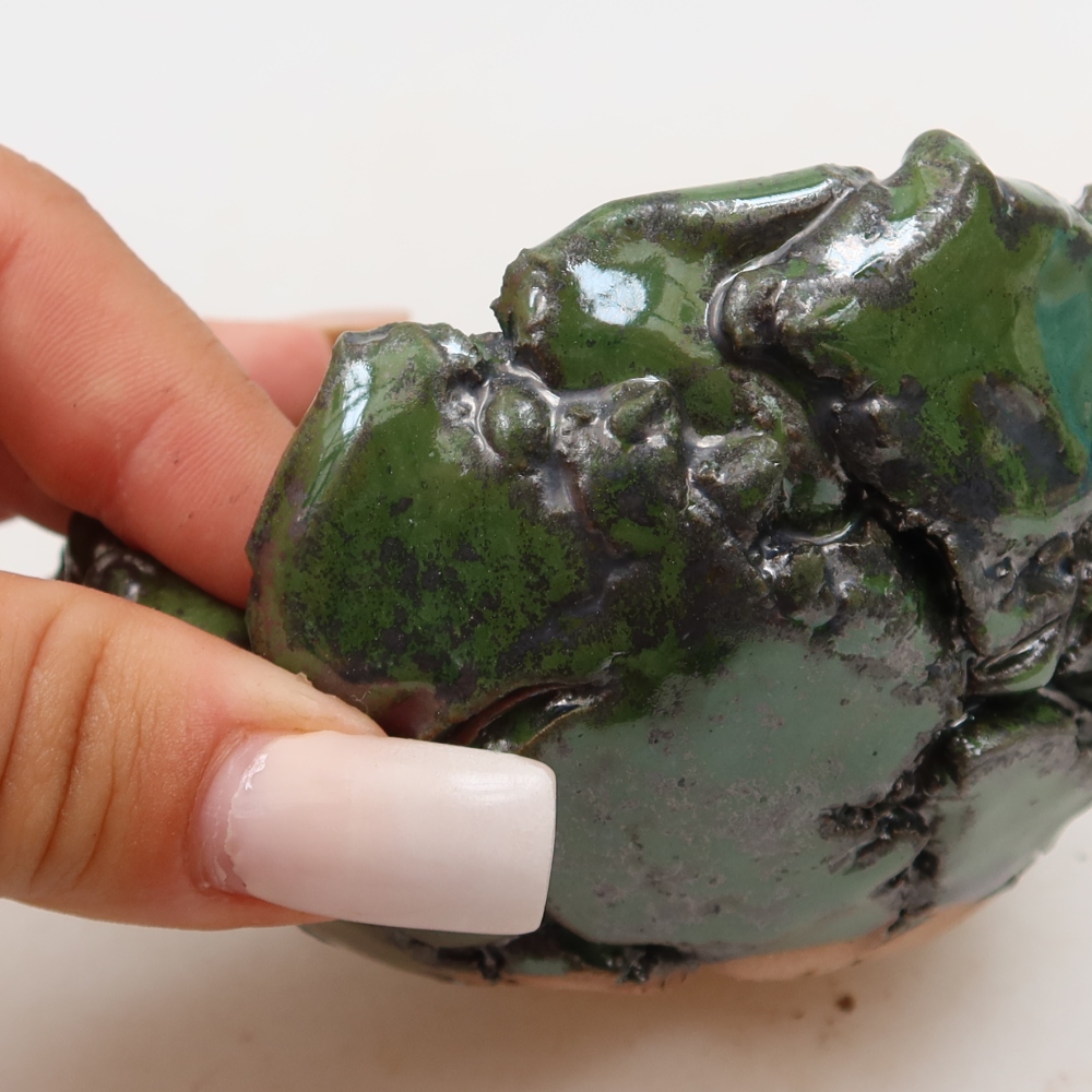 Keramická škrupina  9,5 x 9 x 6 cm, farba zelená