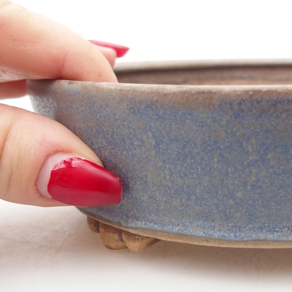 Keramická miska na bonsaje 13,5 x 13,5 x 4 cm, farba modrá