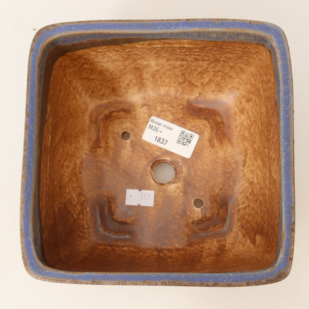 Keramická miska na bonsai 16,5 x 16,5 x 9,5 cm, farba modrá