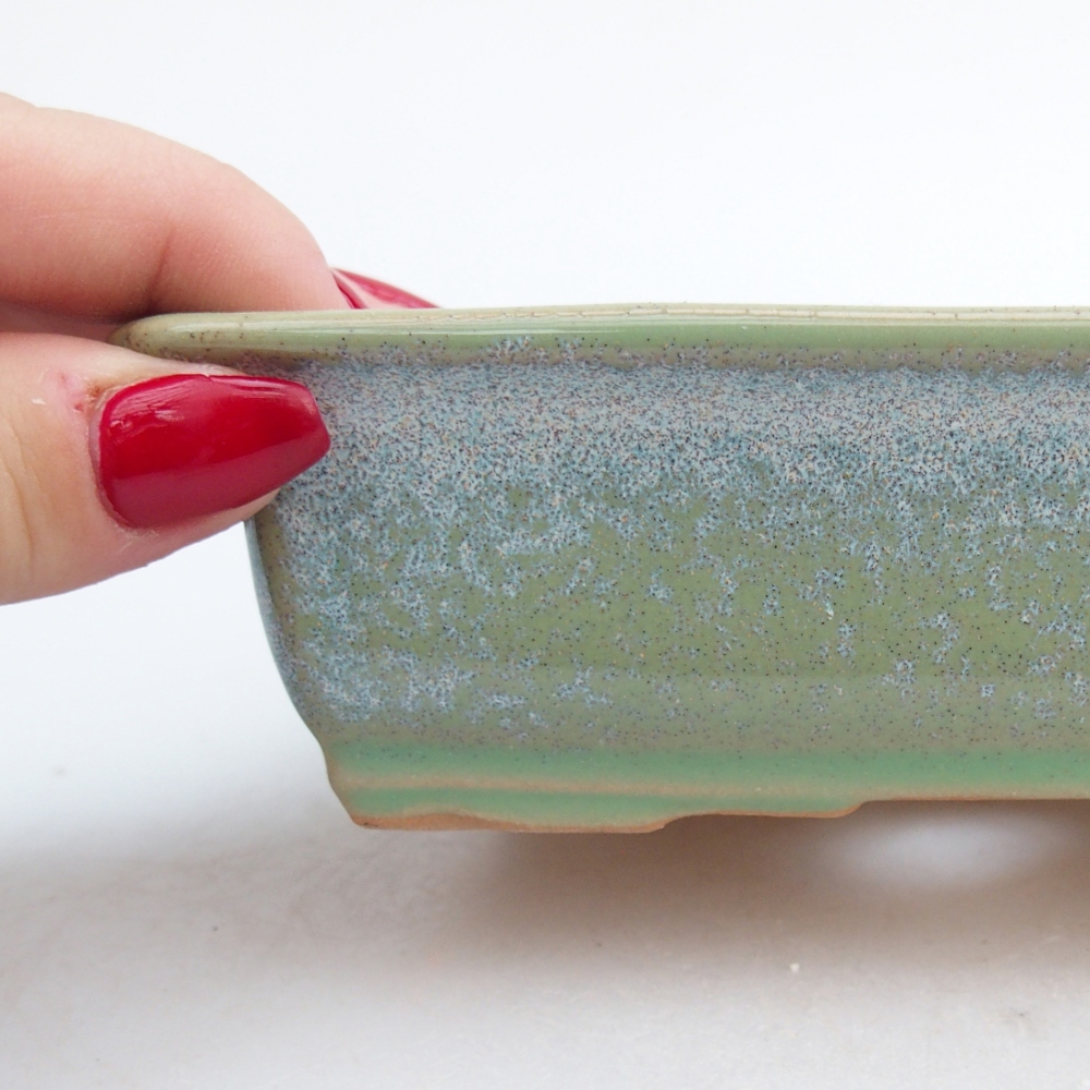 Keramická bonsajová miska 14 x 10,5 x 4 cm, zelená