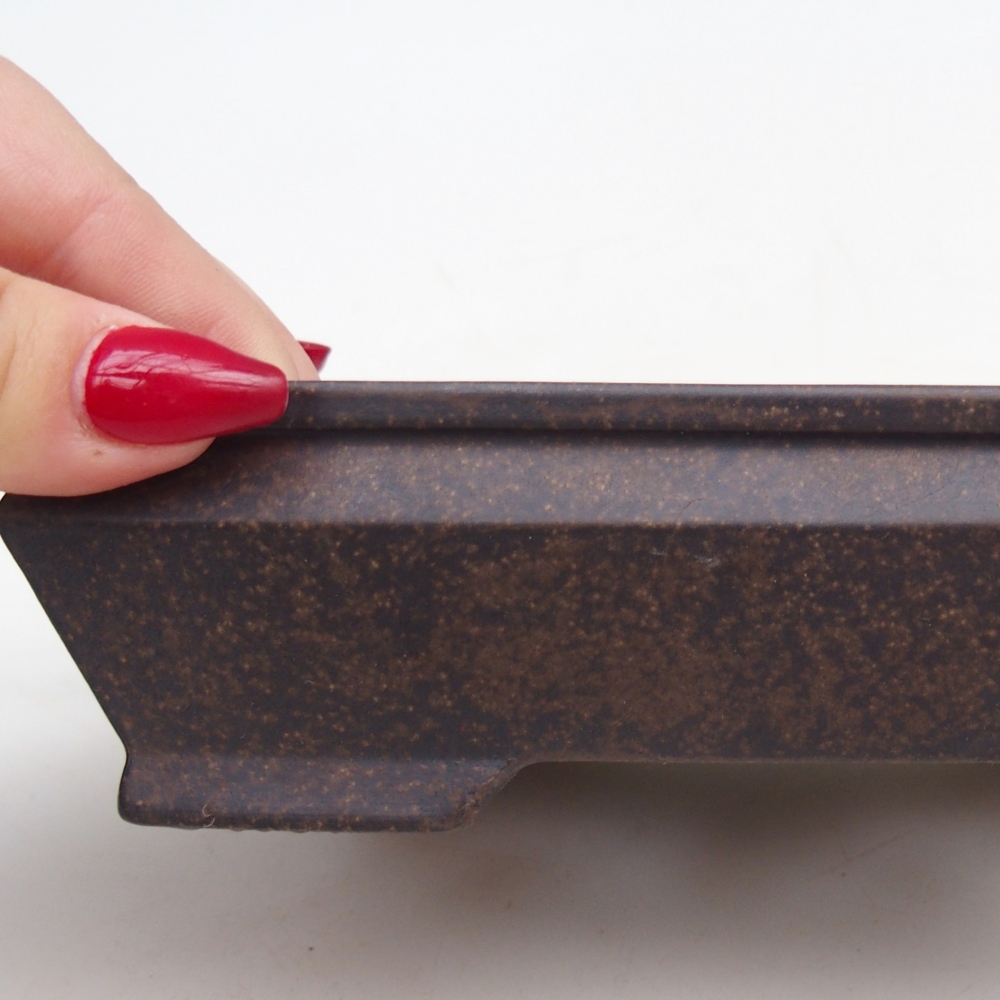 Keramická bonsajová miska 15,5 x 11 x 4,5 cm, hnedastá okrová farba