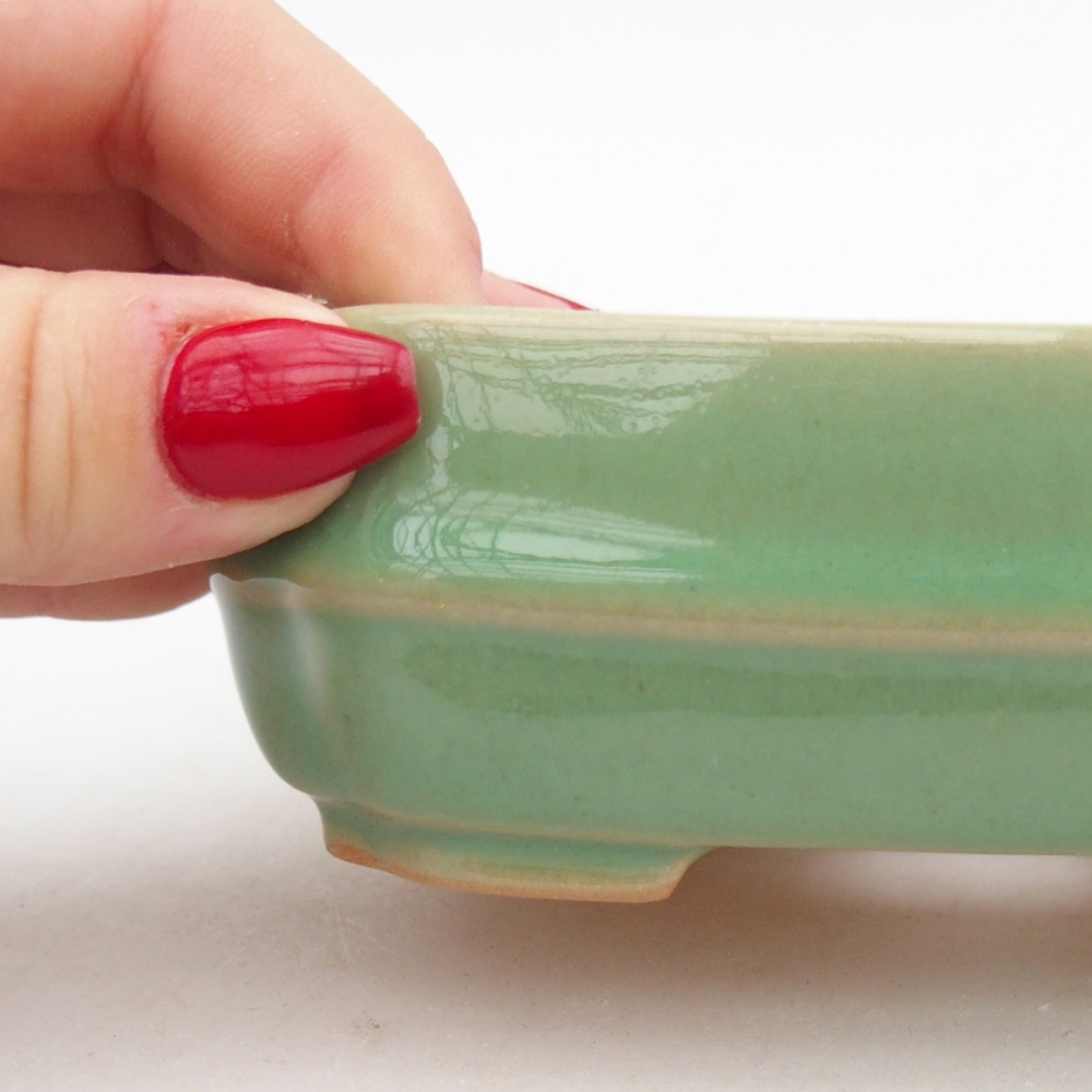 Keramická miska na bonsaje 12 x 10 x 4 cm, zelená