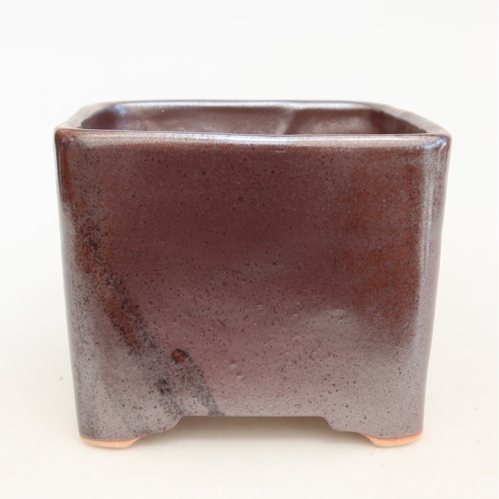 Keramická miska na bonsaje 10,5 x 10,5 x 8,5 cm, farba hnedá
