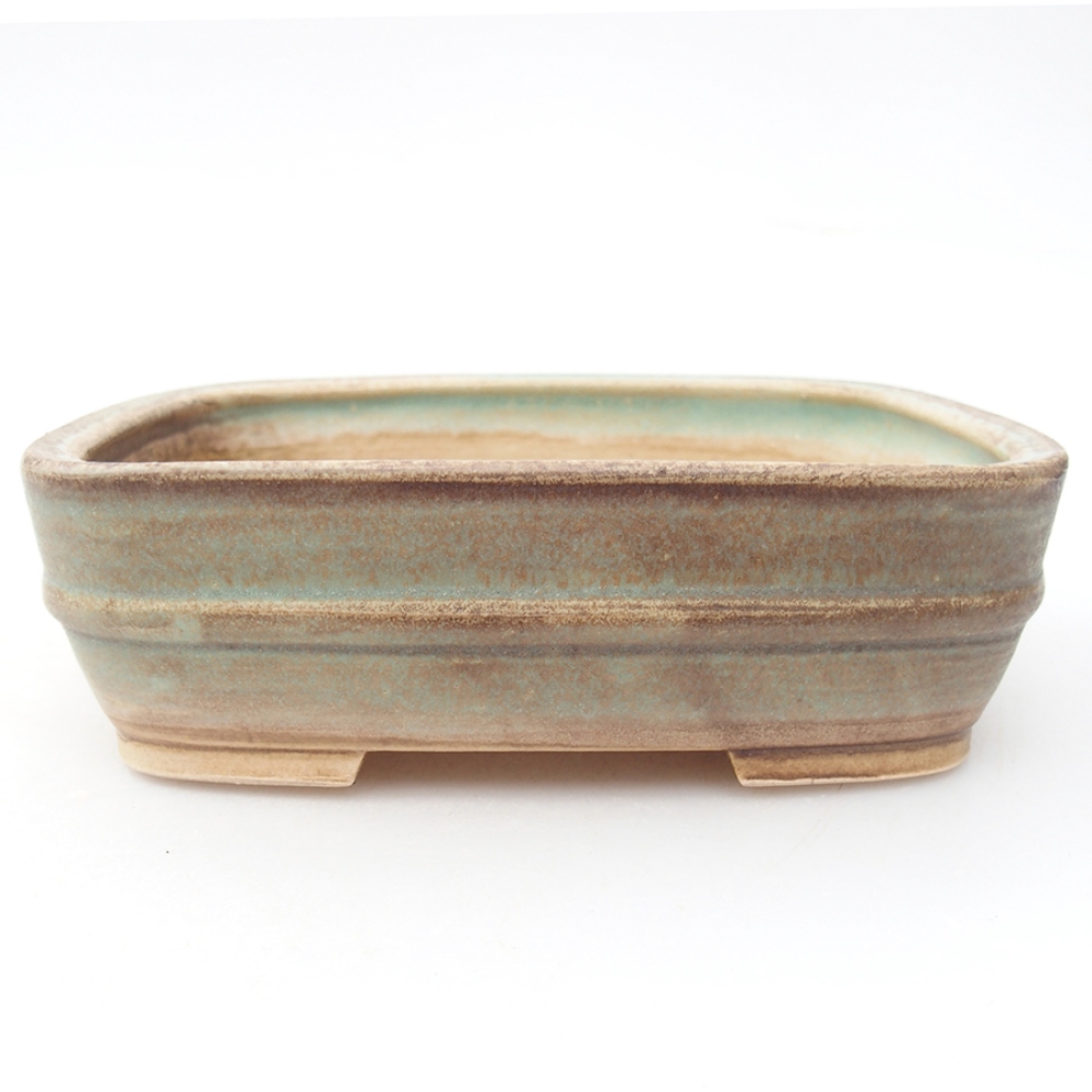 Keramická bonsai miska 14,5 x 11,5 x 4 cm, farba zelená