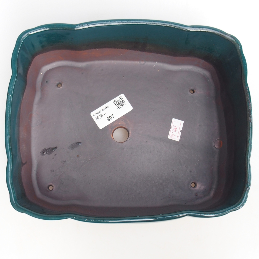 Keramická bonsajová miska 21 x 18 x 7 cm, zelená