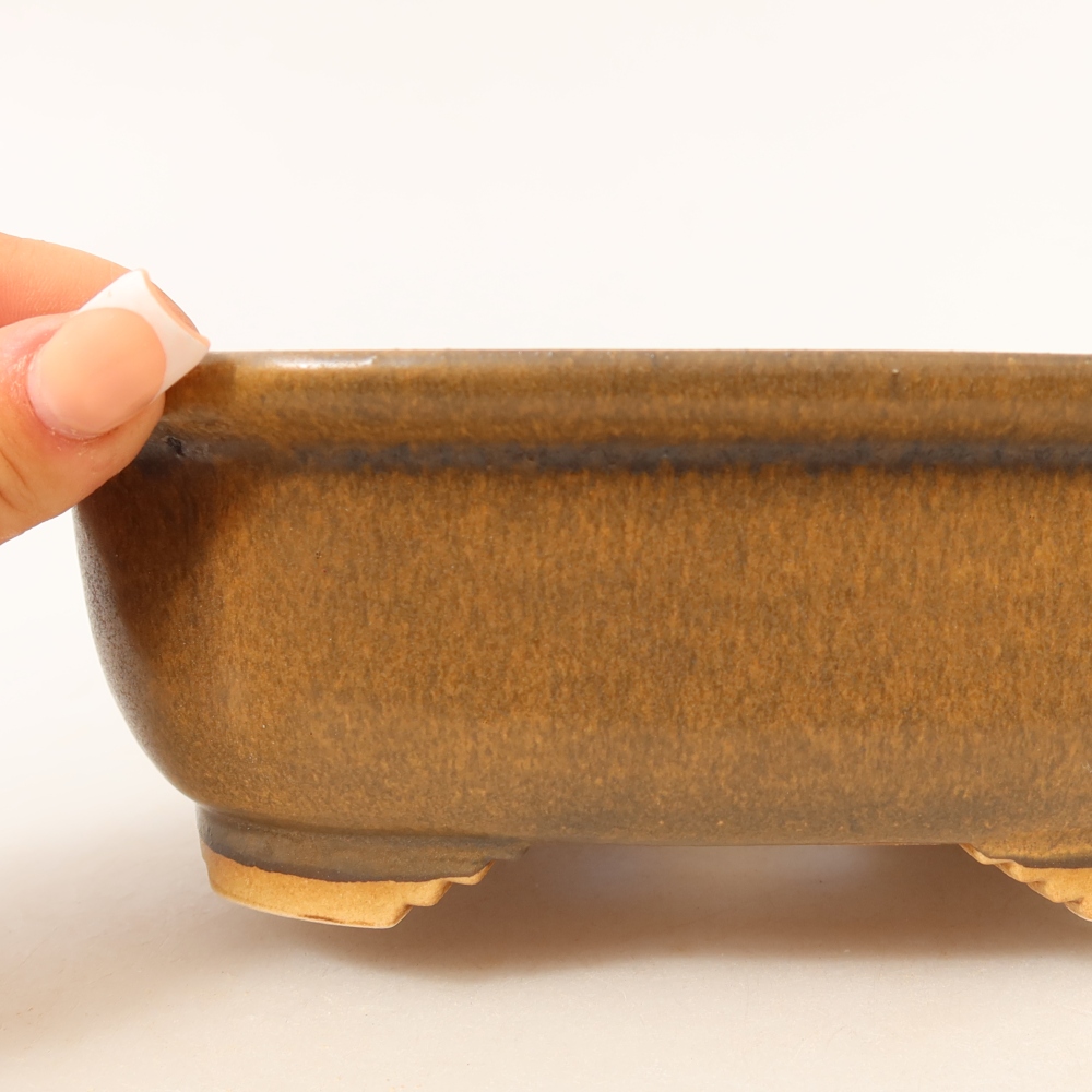 Keramická miska na bonsaje 20,5 x 16,5 x 7 cm, farba hnedá