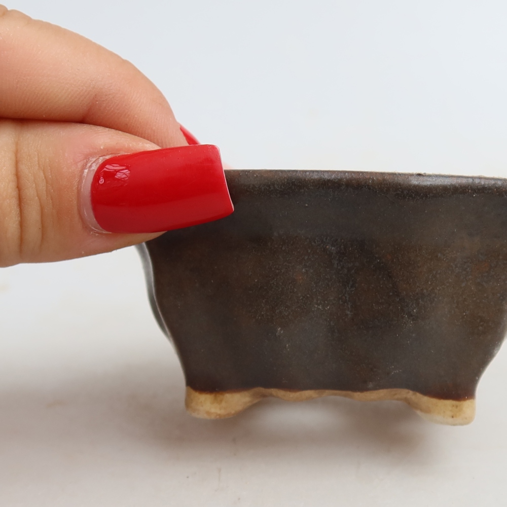 Keramická miska na bonsaje 7 x 7 x 3,5 cm, farba hnedá