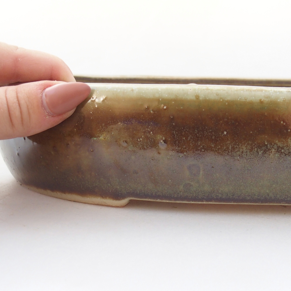 Keramická bonsajová miska 27 x 21 x 5 cm, zelená