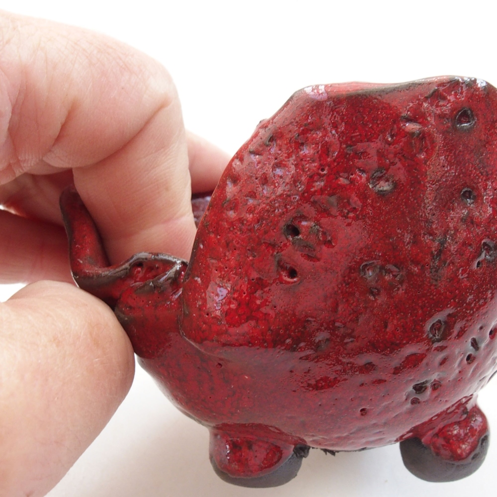 Keramická Škrupina 8 x 7,5 x 7 cm , farba červená