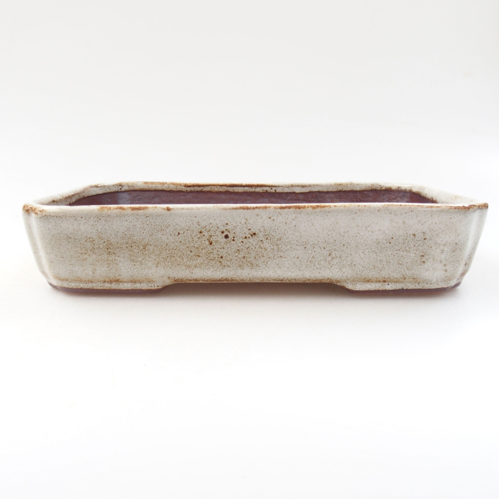 Keramická bonsai miska 18 x 13 x 3,5 cm, farba biela