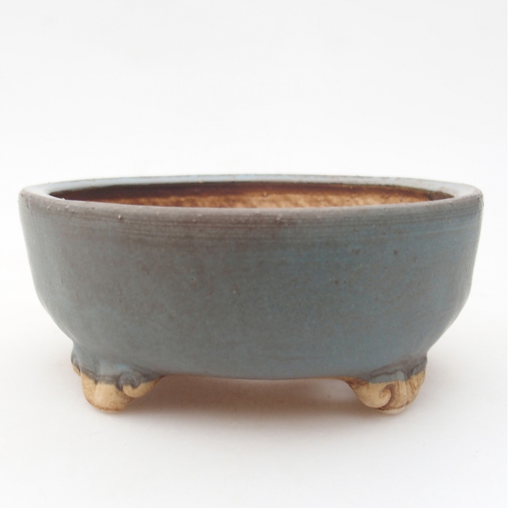 Keramická bonsajová miska 11 x 11 x 4,5 cm, farba modrá