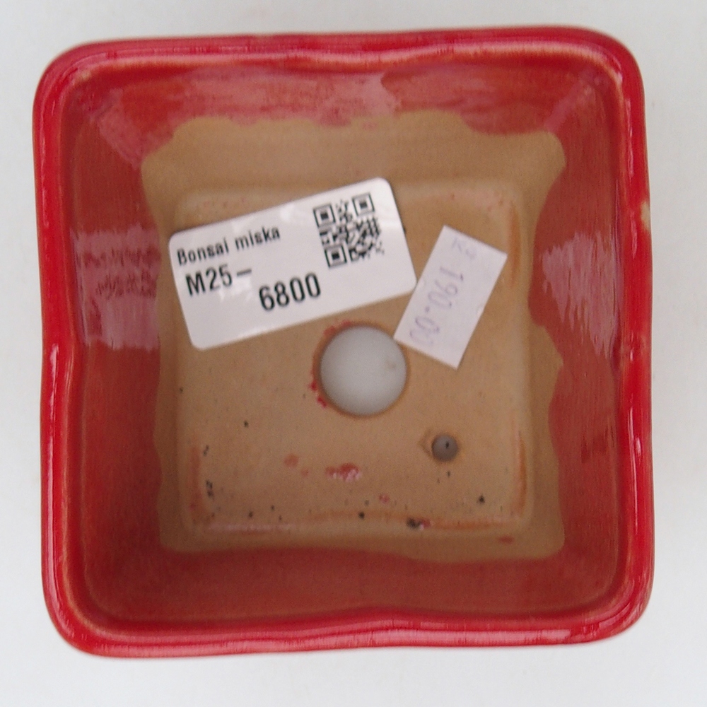 Keramická bonsajová miska 8,5 x 8,5 x 6 cm, farba červená