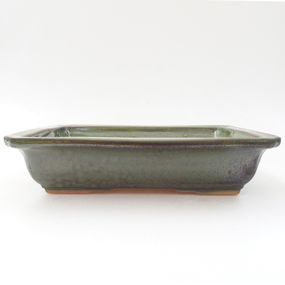 Keramická bonsai miska 17,5 x 13 x 4 cm, farba zelená