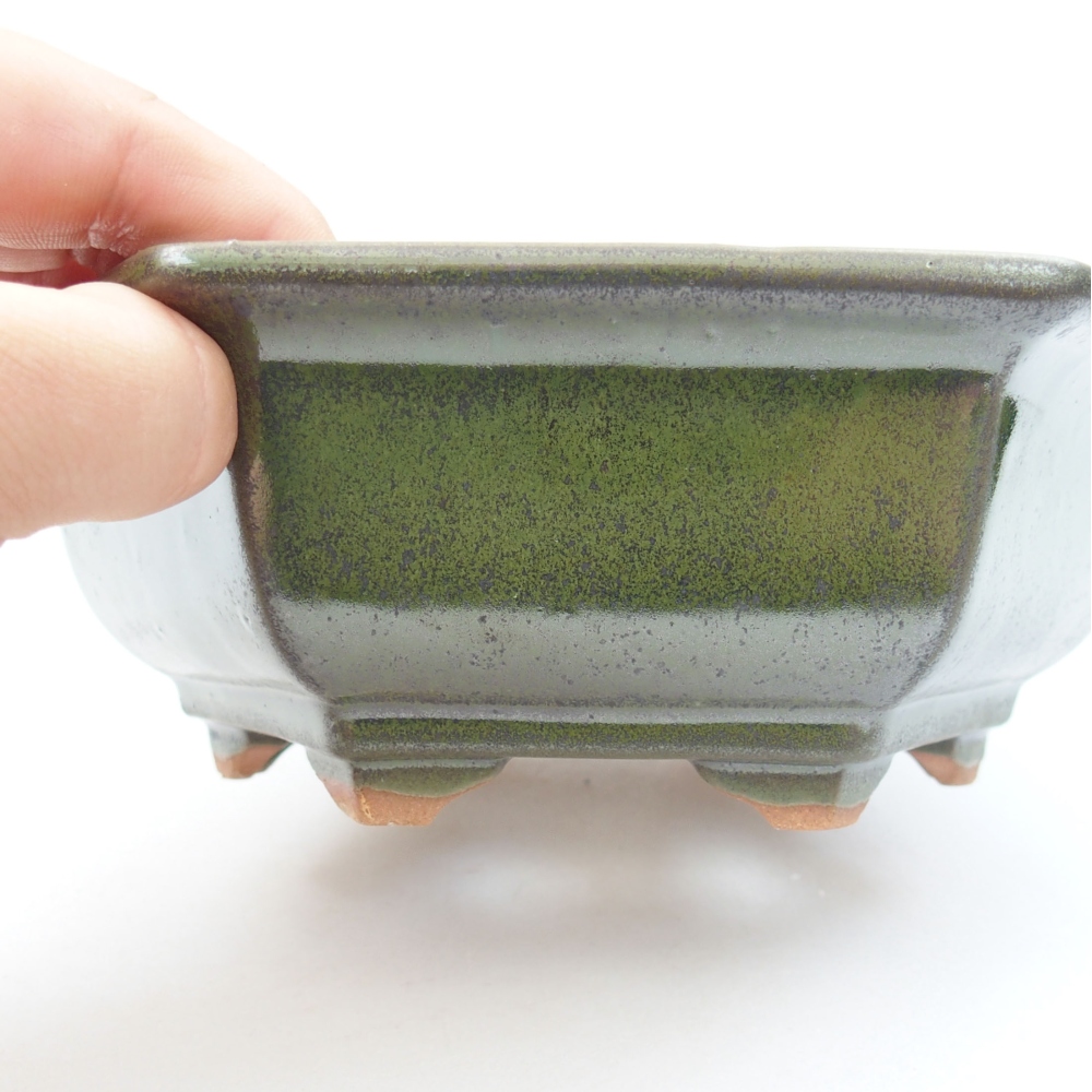 Keramická bonsai miska 17 x 15 x 6 cm, farba zelená