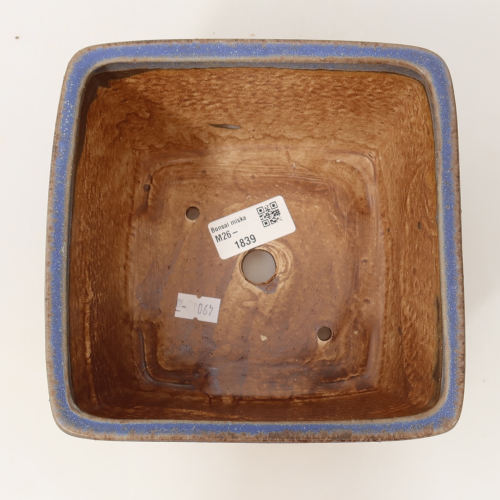 Keramická miska na bonsaje 16 x 16 x 10 cm, farba modrá