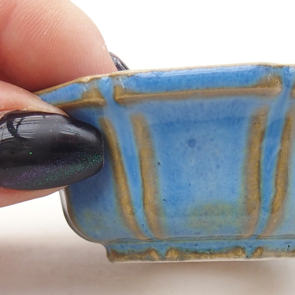 Mini bonsajová miska 6 x 6 x 2,5 cm, farba modrá