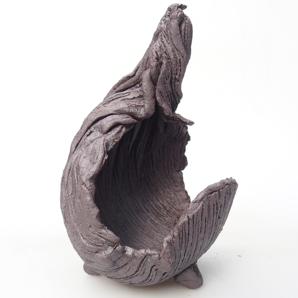 Keramická mušľa 8 x 9 x 14,5 cm , kovová farba