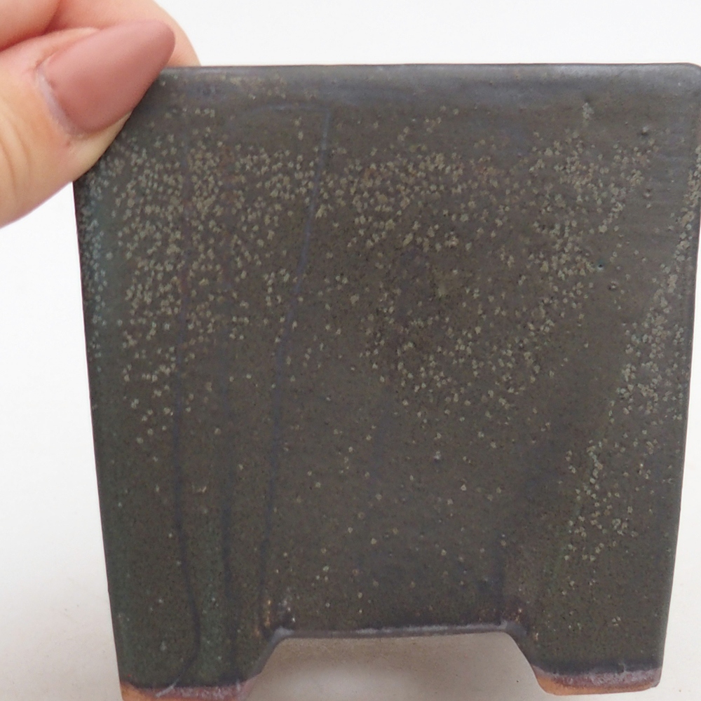 Keramická miska na bonsaje 9 x 9 x 8,5 cm, sivá
