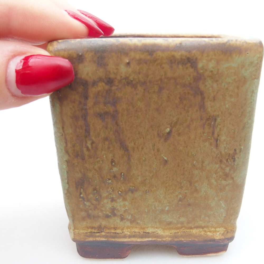 Keramická miska na bonsaje 6,5 x 6,5 x 7 cm, zelená