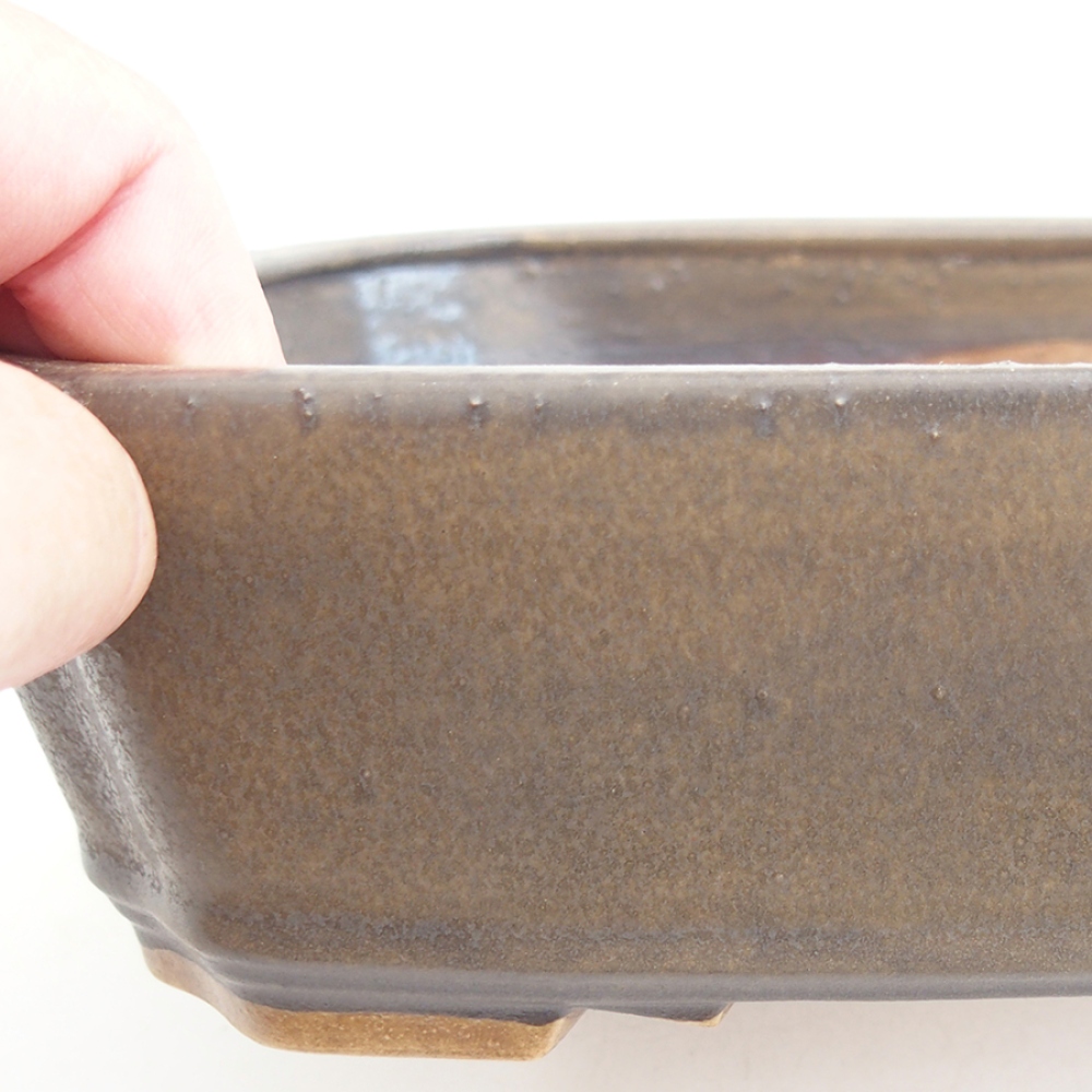 Keramická miska na bonsaje 21 x 18 x 6 cm, hnedá
