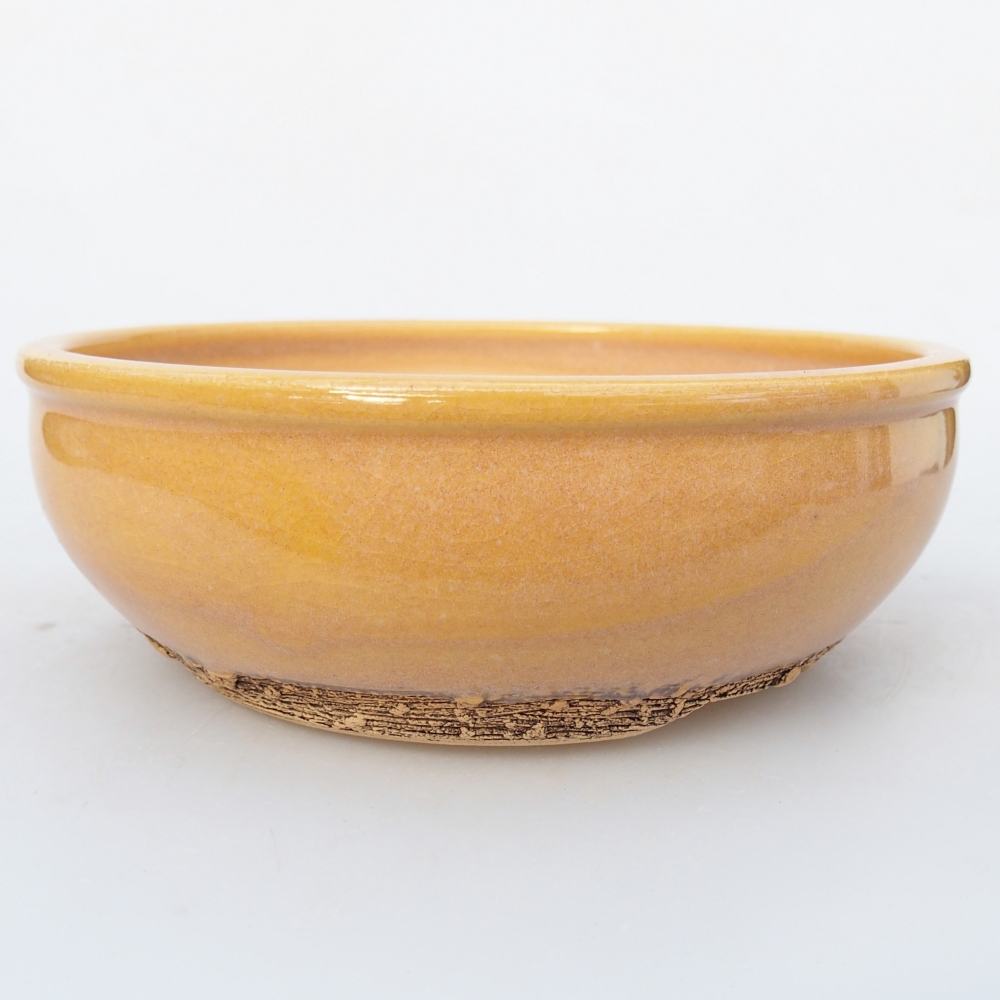 Keramická bonsajová miska 16,5 x 16,5 x 5,5 cm, farba hnedožltá