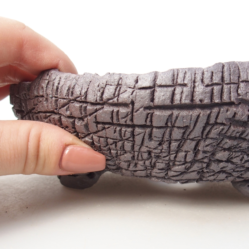 Keramická bonsajová miska 17 x 16 x 6 cm, farba kovu