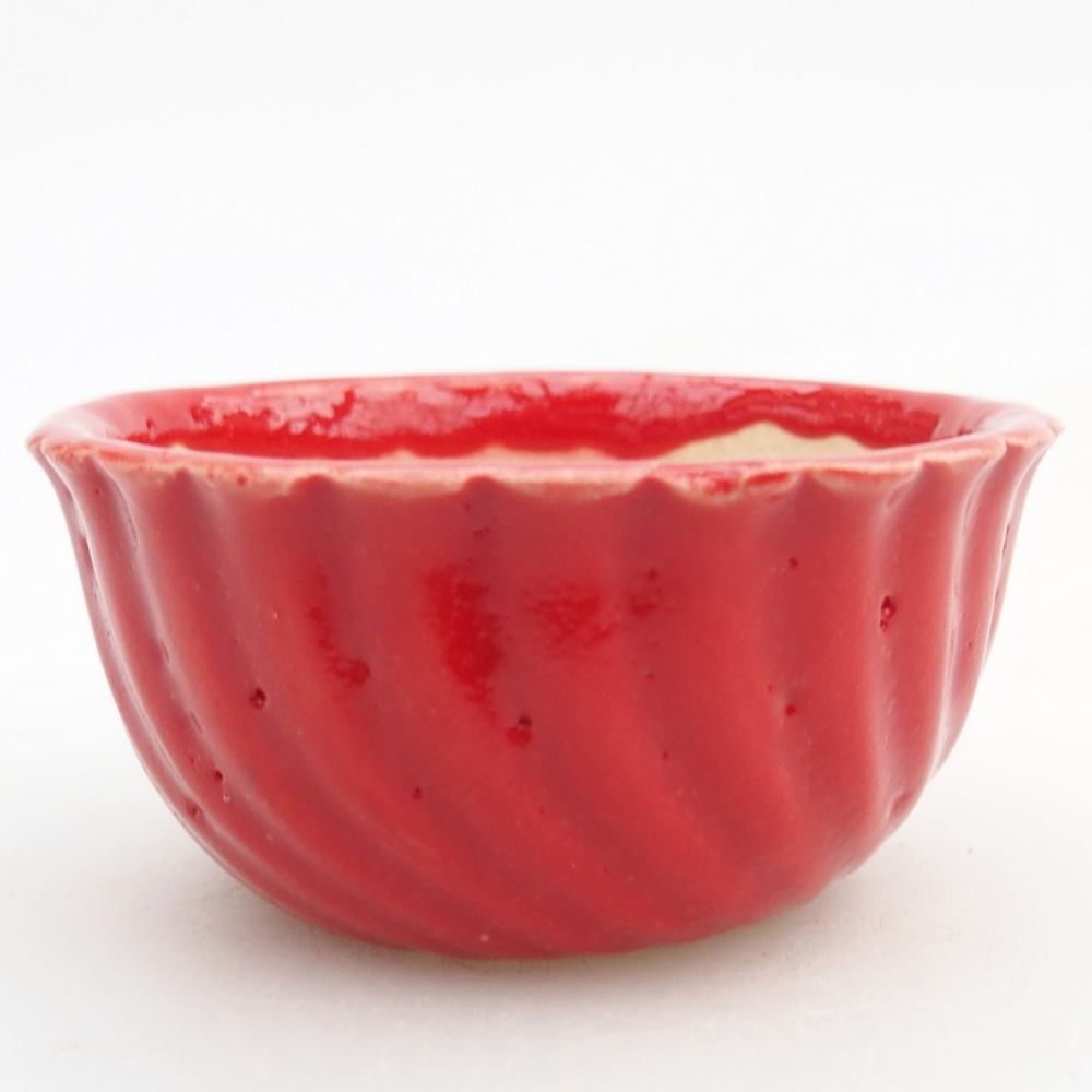 Mini bonsajová miska 5,5 x 5,5 x 2,5 cm, farba červená