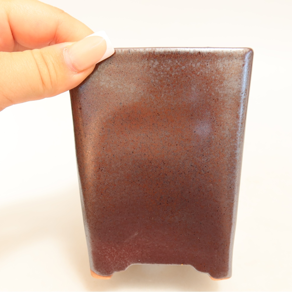 Keramická miska na bonsaje 9 x 9 x 11 cm, farba: kovová