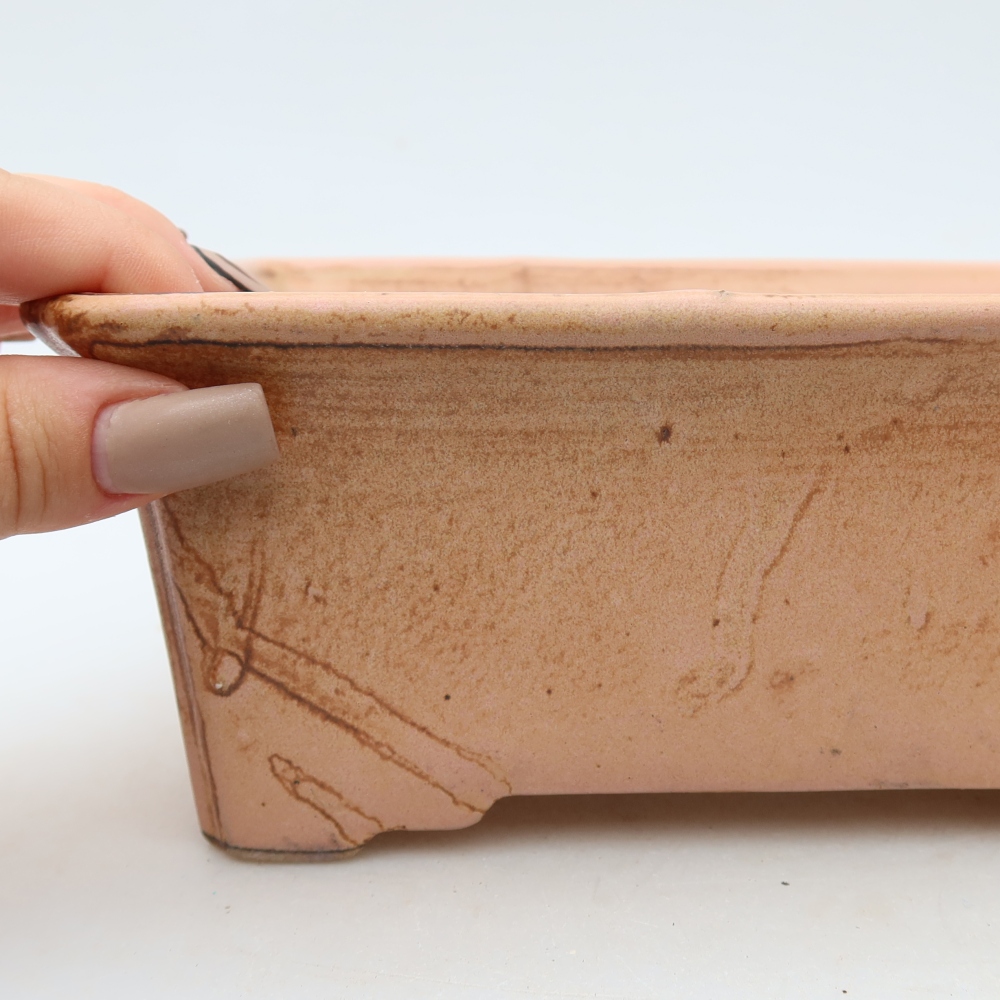 Keramická miska na bonsaje 18 x 13,5 x 7,5 cm, farba ružová