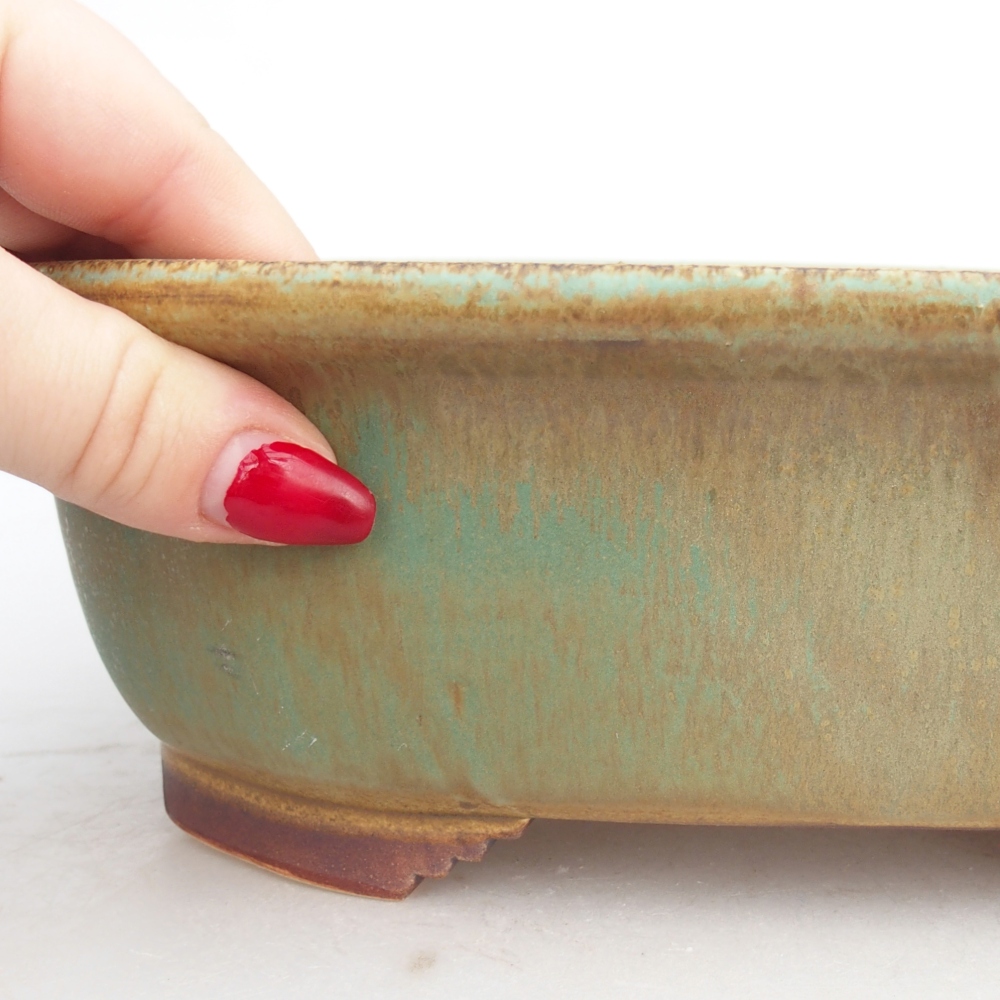 Keramická bonsajová miska 25,5 x 21,5 x 8 cm, zelená