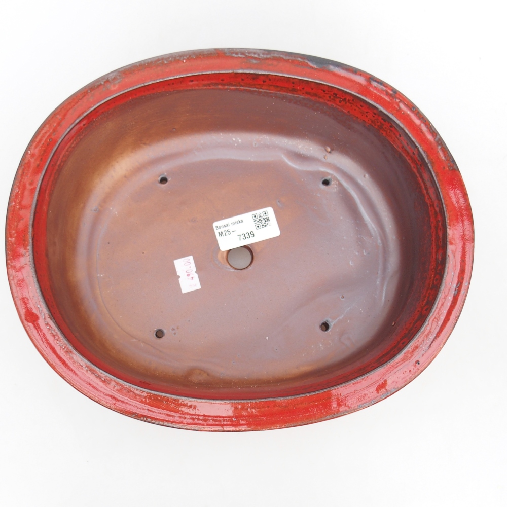 Keramická bonsajová miska 26 x 22 x 8 cm, farba červená