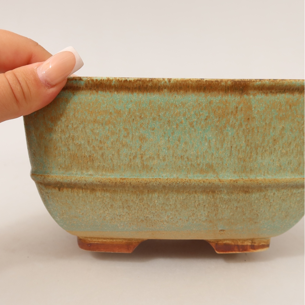 Keramická miska na bonsai 16,5 x 16,5 x 9,5 cm, farba zelená
