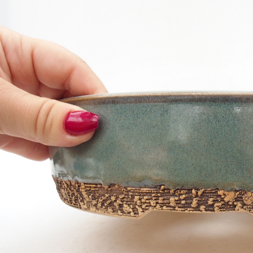 Keramická bonsai miska 21 x 21 x 5,5 cm, farba zelená