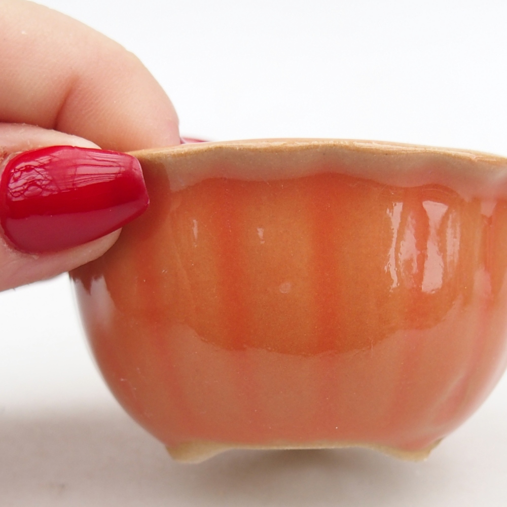 Keramická miska na bonsaje 7 x 8,5 x 3,5 cm, oranžová