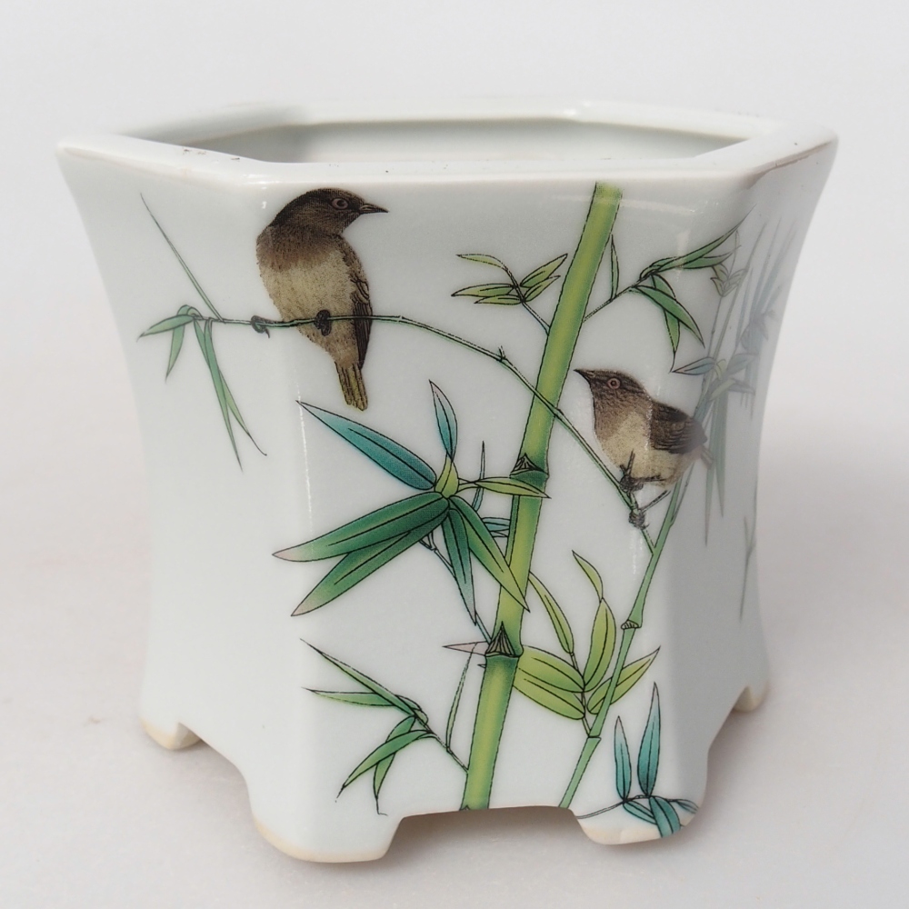 Keramická miska na bonsaje 10,5 x 9,5 x 9 cm, farba biela